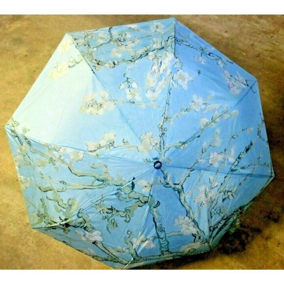 COPY - Almond Blossoms Van Gogh Print Compact Travel Umbrella Black Blue NWT Fr… - Picture 5 of 9